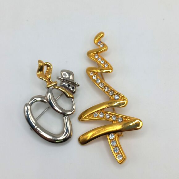 10PC Vintage Christmas Brooches Jewelry Sterling Silver Angel Trees Snowman - Picture 2 of 9